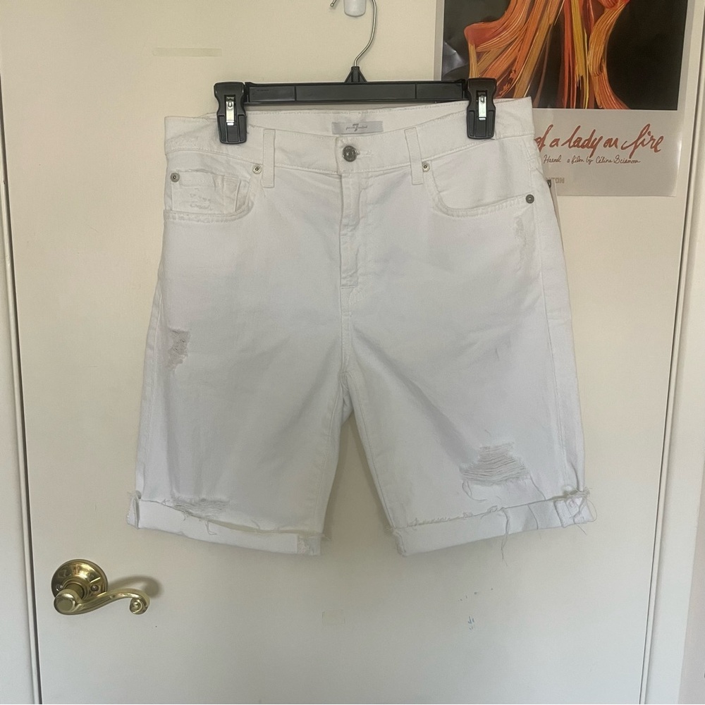 7 For All Mankind White Jean Shorts